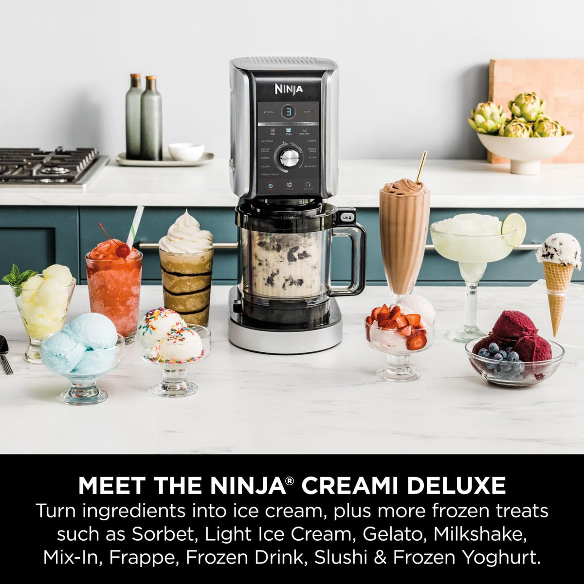 Ninja CREAMi Deluxe Ice Cream Maker & Frozen Dessert Maker with 3 Tubs, 10 Functions, Makes Ice Cream,