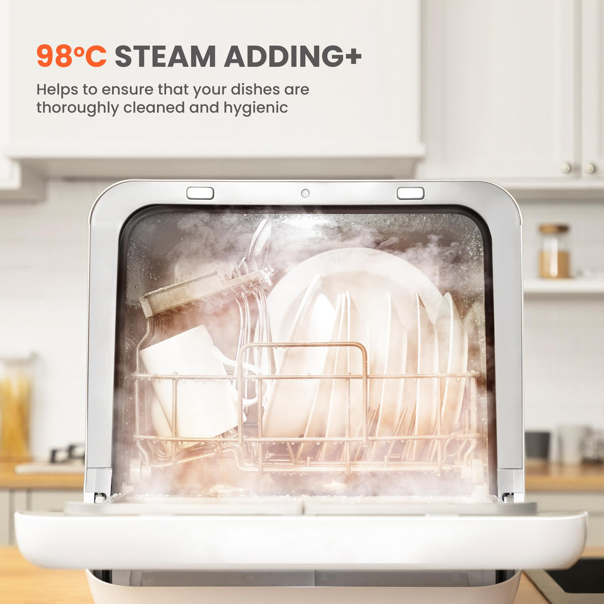 COMFEE' Table Top Dishwasher, Mini Countertop Dishwasher with 6+3 Programs, Steam Wash