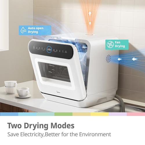 COMFEE' Table Top Dishwasher 7+3 Programs Mini Tabletop Dishwasher No Plumbing, 6L Built-in Water Tank
