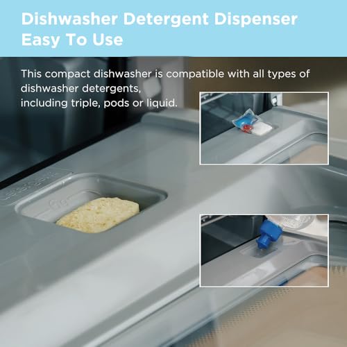 COMFEE' Table Top Dishwasher, Mini Countertop Dishwasher with 6+3 Programs, Steam Wash