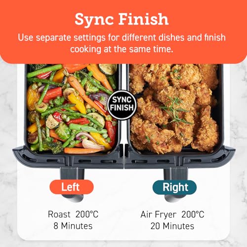 COSORI Dual Air Fryer, 8.5L Family Size, 8-In-1, Air Fry, Roast, Bake, Reheat, Dehydrate, Grill