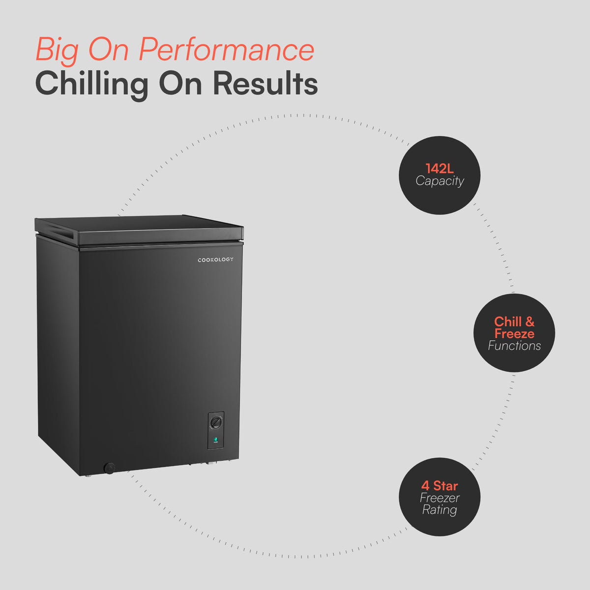 Cookology CCFZ142BK Freestanding Chest Freezer in Black - 142 Litre Capacity
