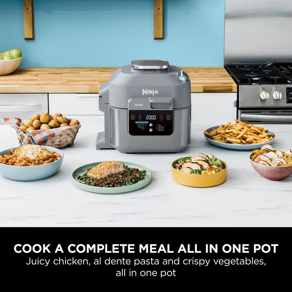 Ninja Speedi 10-in-1 Rapid Cooker, Air Fryer and Multi Cooker, 5.7L, Meals for 4 in 15 Minutes, Air Fry, Steam