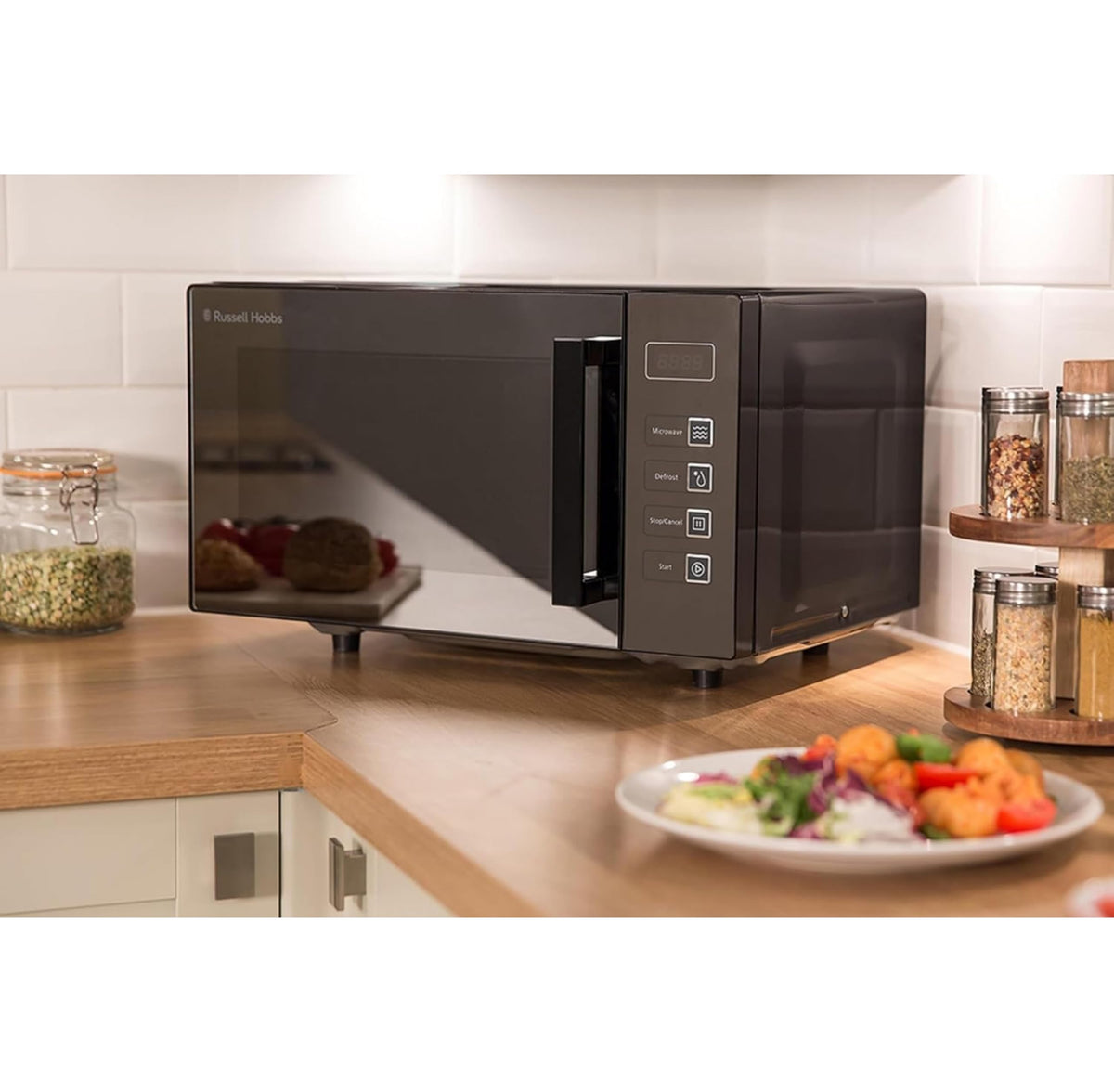 Russell Hobbs RHEM2301B 23L Easi Flatbed Digital 800w Solo Microwave, Freestanding, Black