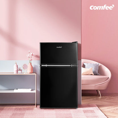COMFEE' RCT87BL2(E) Under Counter Fridge Freezer, 87L Double Door Small Fridge Freezer with Light