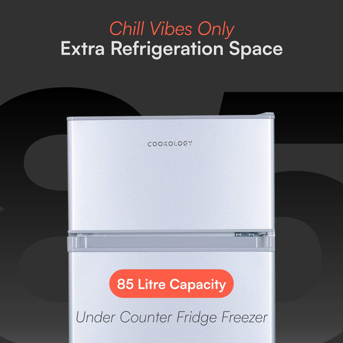 Cookology UCFF87SL 47cm Freestanding under counter Small Fridge Freezer in Silver