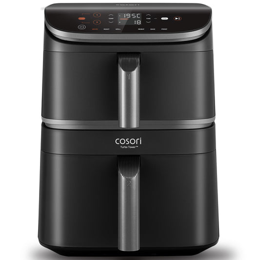 COSORI TurboTower Dual Air Fryer, 10.8L Space-Saving Stacked Design, 3-Layer Cooking