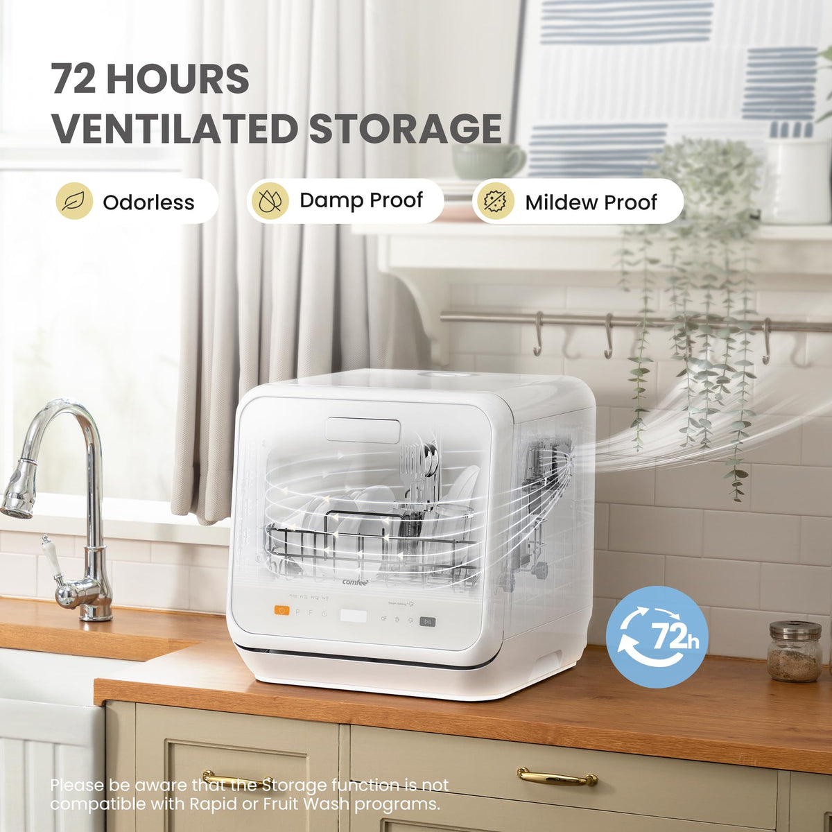 COMFEE' Table Top Dishwasher, Mini Countertop Dishwasher with 6+3 Programs, Steam Wash
